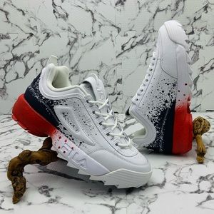 Men’s Fila Disruptor 2 Splatte White | Navy | Red Sneaker NWT